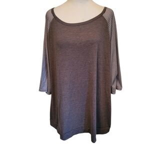 Unbranded Plus Stripe Tee Gray sz 4X